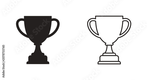 Cuadro en lienzo Two Trophy Representations A Silhouette And A Line Drawing On A White Background