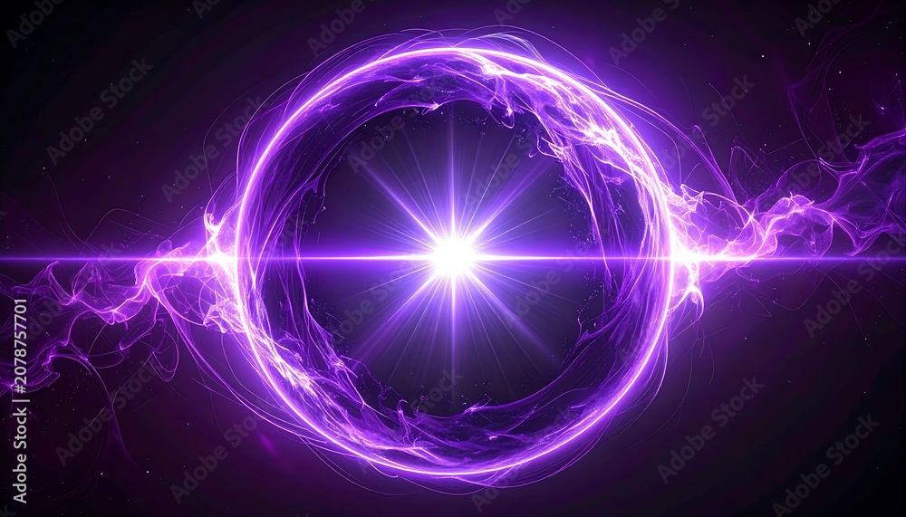 Fototapeta premium Purple Glowing Futuristic Energy Orb With Bright Star Core