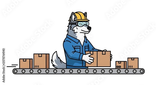 Cartoon businessman stressed with boxes on head.