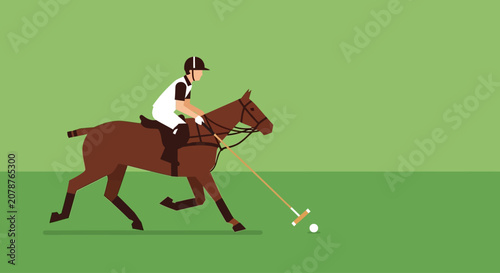 Schilderij op canvas Polo Player Riding Horse Vector Illustration Graphic Design Artwork