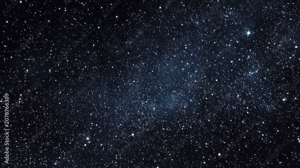 Fototapeta premium Dark starry night sky with numerous bright stars cosmic background design