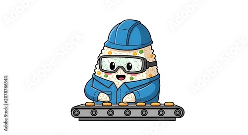 Cartoon snowman character on sled illustration.