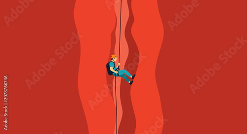 Fotografía Rock Climber Flat Design Vector Illustration