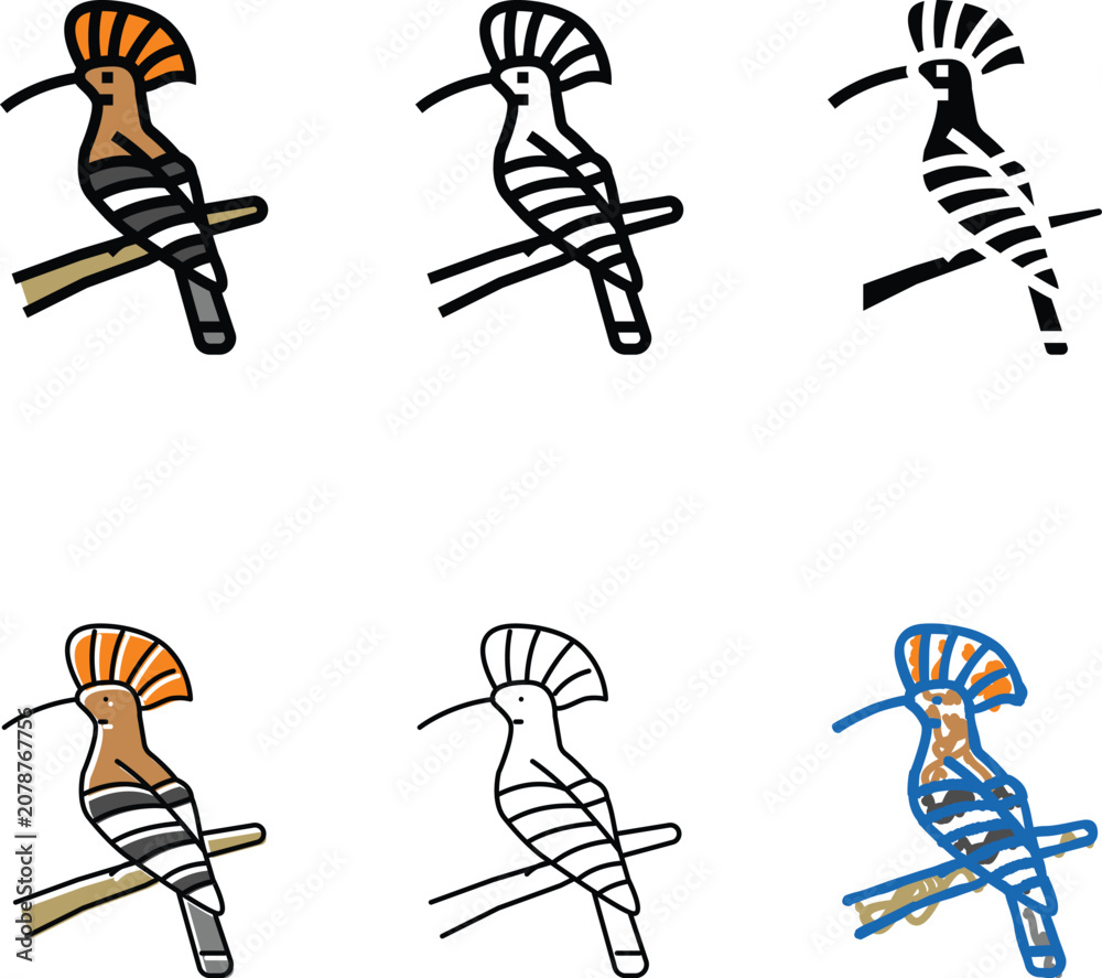 Fototapeta premium hoopoe bird exotic color pack icon vector. hoopoe bird exotic sign. isolated symbol