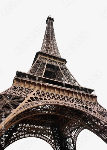 Eiffel Tower in Paris, France isolated design