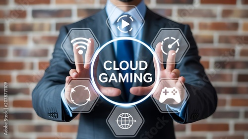 Cloud gaming technology and online digital entertainment concept