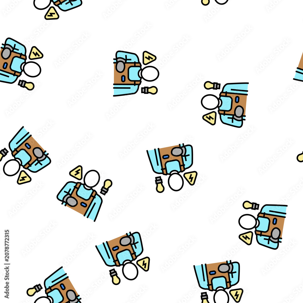 Fototapeta premium electrician worker vector seamless pattern electrician worker sign illustration