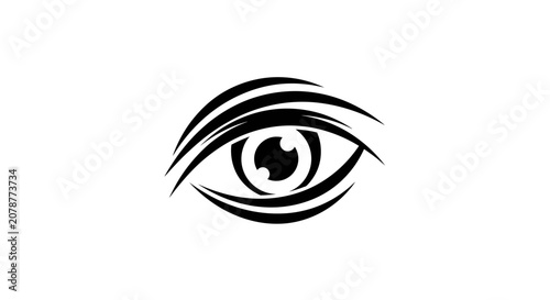 Bilde på lerret Minimalist Stylized Eye Design with Clean Lines, Isolated White Background