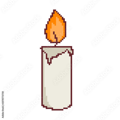 Candle flame light pixel art wax burning object