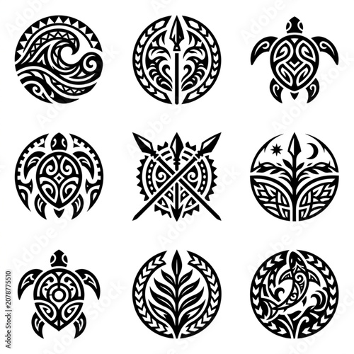 Bild auf Leinwand Collection of Tribal Symbols and Designs.