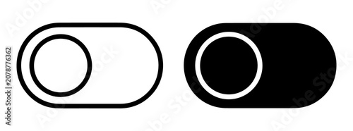 Konstfotografi Toggle switch slider icon flat vector symbol with rounded button control for on