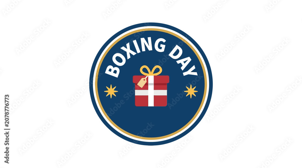 Fototapeta premium Boxing Day icon, holiday symbol, gift logo, festive emblem, celebration badge