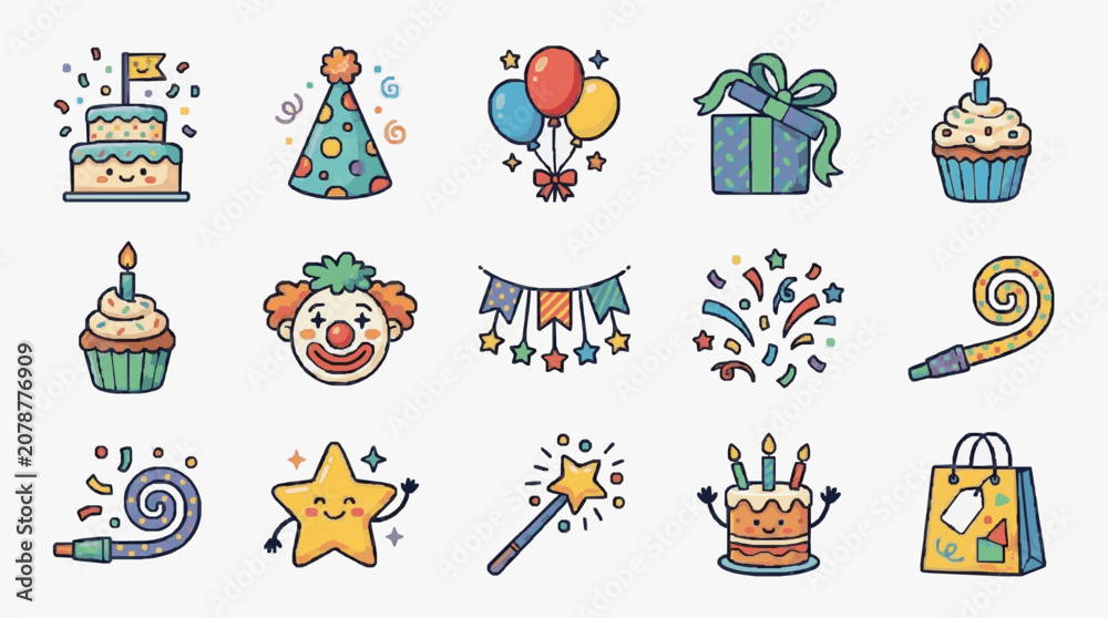 Fototapeta premium Celebration Party Icons Collection.