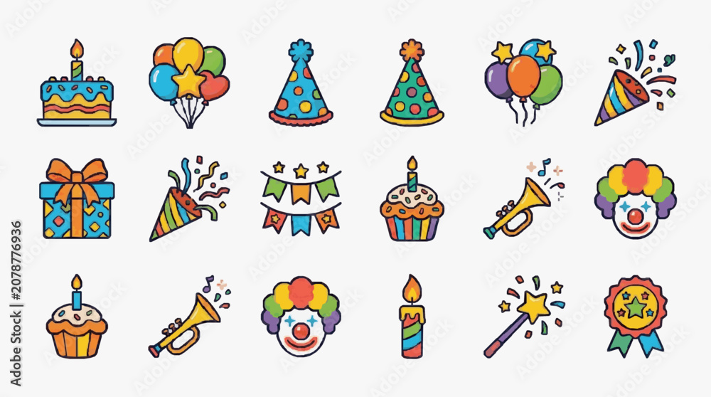Fototapeta premium Celebration Party Icons Collection.