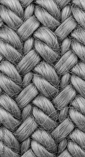 Close-Up of Gray Braided Rope Texture for Design and Crafting Projects.
