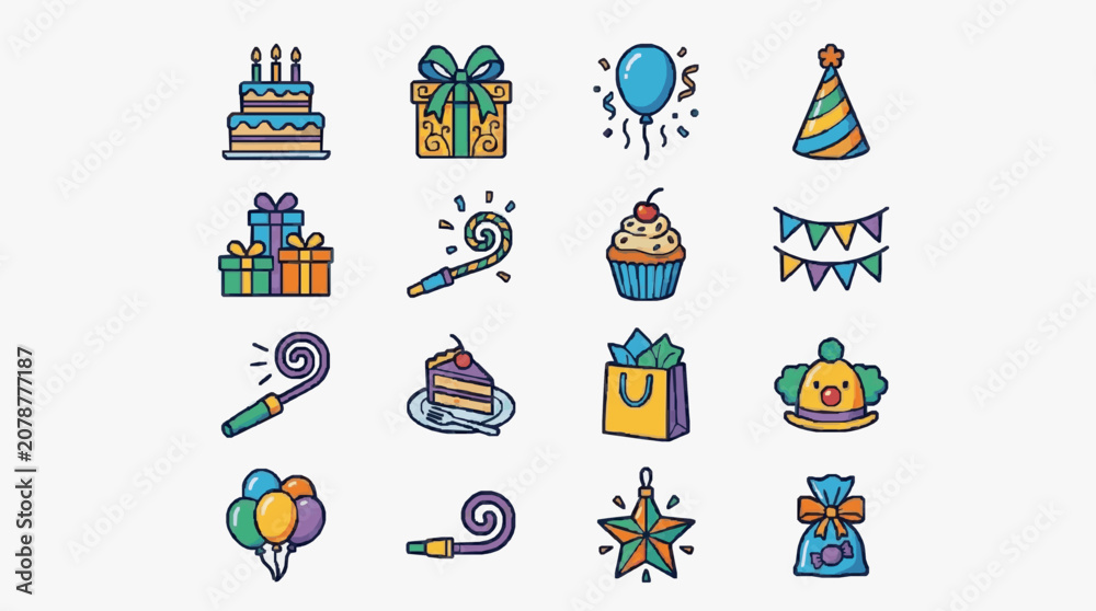 Naklejka premium Celebration Party Icons Collection.