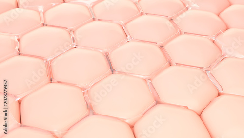 Photos Skin cells absorb Collagen, Vitamin, Serum for repair wrinkles skin, 3D renderin