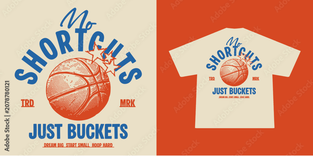 Εκτύπωση καμβά Vintage illustration of basketball t shirt design, vector graphic, typographic p