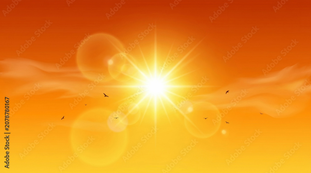 Obraz premium El nino climate phenomenon bright sun glare abstract sky heatwave. Warming impact global. science meteorology earth, disaster global warming crisis, climate change storm, heat drought