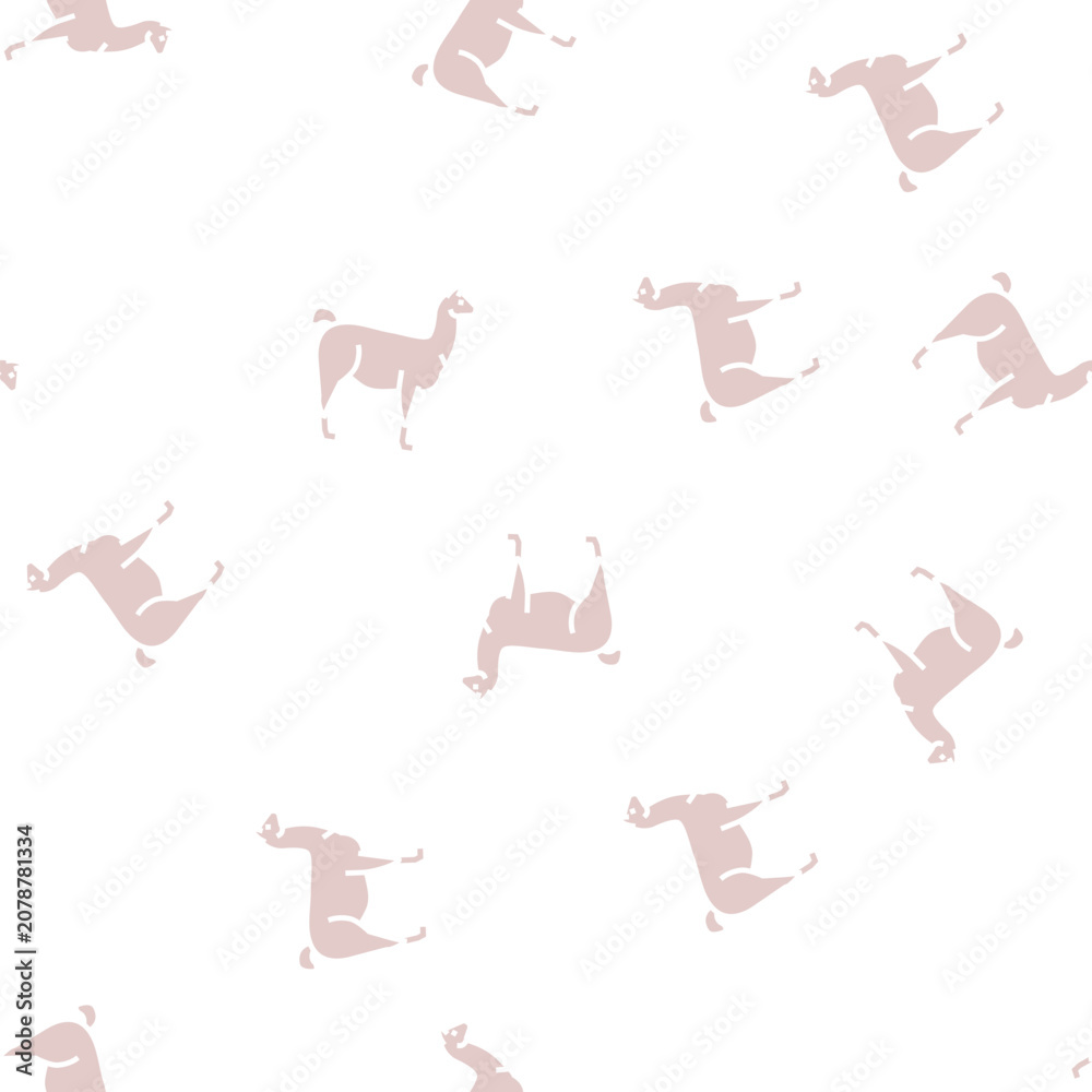 Fototapeta premium lama wild animal vector glyph seamless pattern lama wild animal sign illustration