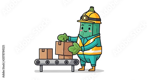 Cartoon miner with pickaxe and lantern.