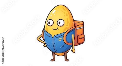 Cartoon character holding a gift box illustration.