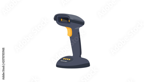 Foto Barcode scanner device with yellow accents.
