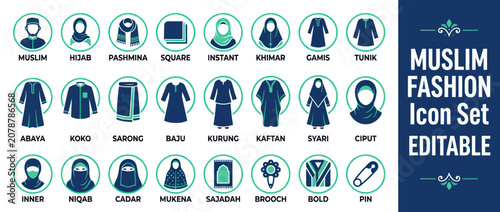 Canvas Print Islamic clothing and modest fashion icon collection