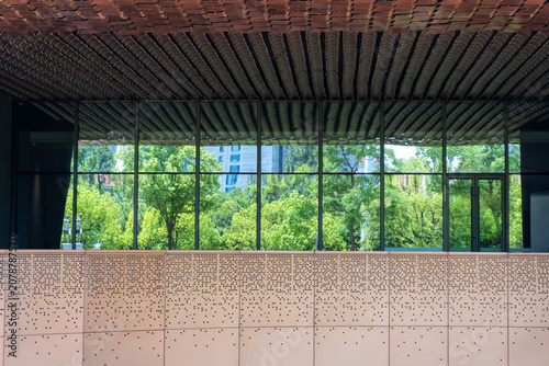 Modern urban building facades and glass curtain walls 