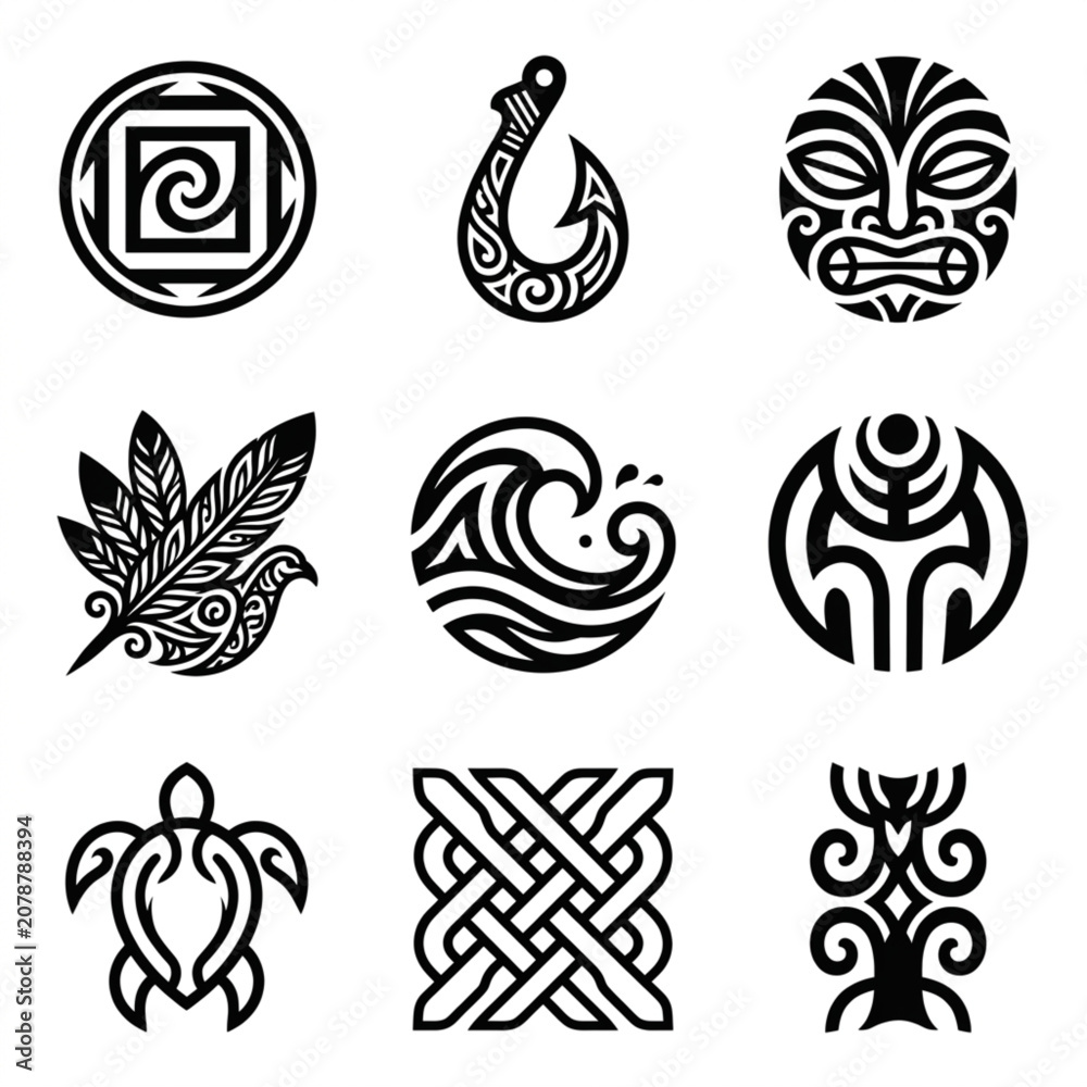 Ταπετσαρία Collection of Maori cultural symbols and designs.