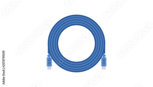 Schilderij op canvas Blue Ethernet Cable with Connectors.