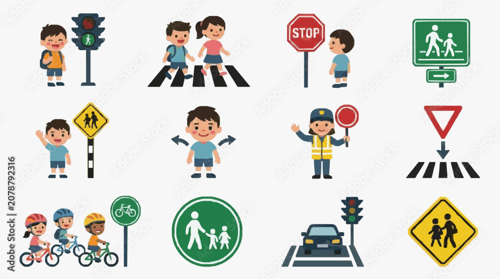 Fototapeta premium Children Learning Pedestrian Traffic Rules.
