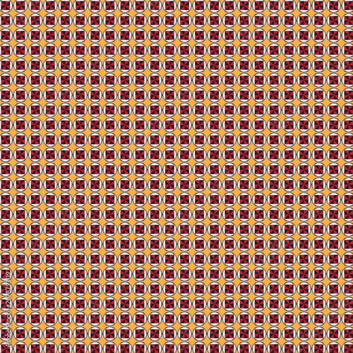 Seamless Geometric Maltese Cross Pattern on Orange Background.