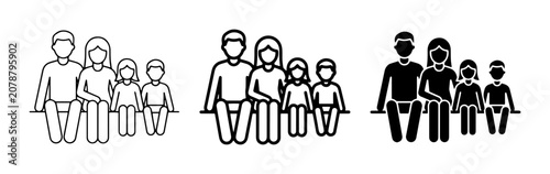 Family icons set, outline and silhouette, for diverse representation