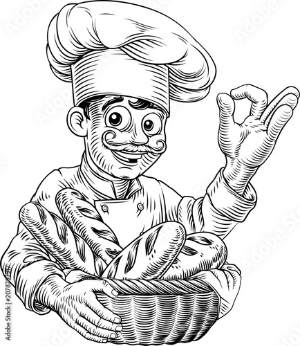 Vintage style woodcut illus...