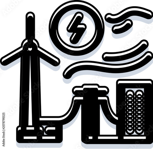 Fotografie Wind turbine and generator system generating clean electricity, representing sus