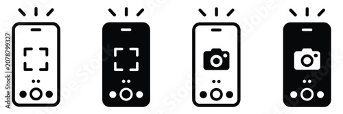 Fotografie Take photo icon, professional camera signs including photography flash symbol, phone picture symbols and photo camera icons, black color vector sign pack for UI, apps, websites and graphic design