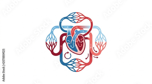 Tableau sur toile Human Circulatory System Heart Blood Vessels Anatomy.