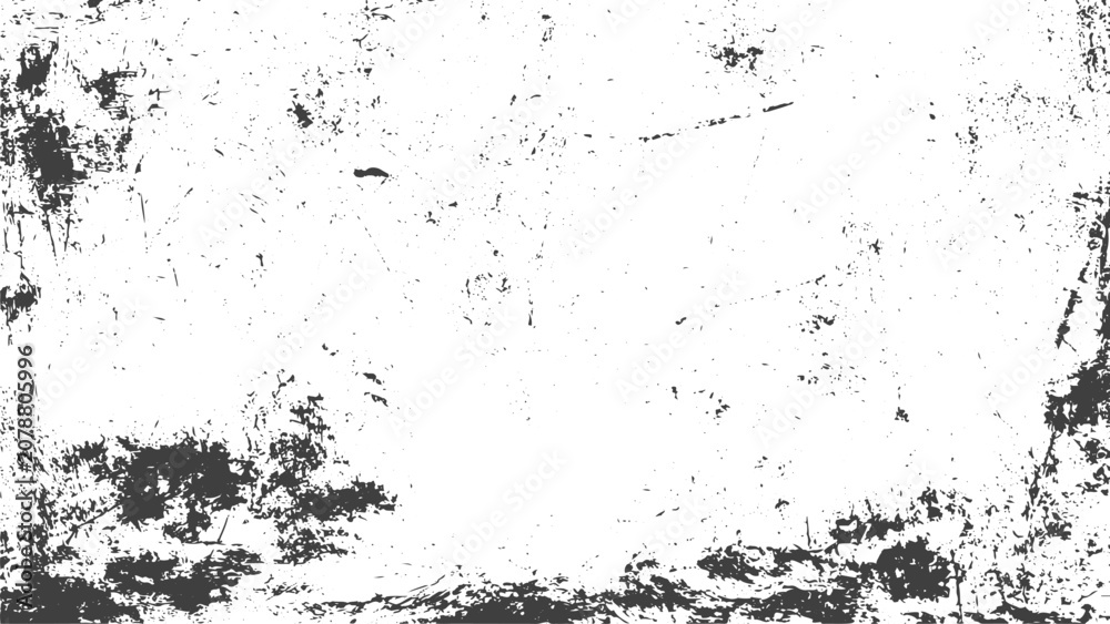 Obraz premium Rough Grunge Frame Background with Black Dust Overlay Distressed Wall Texture and Vintage Grain Noise Vector Design.