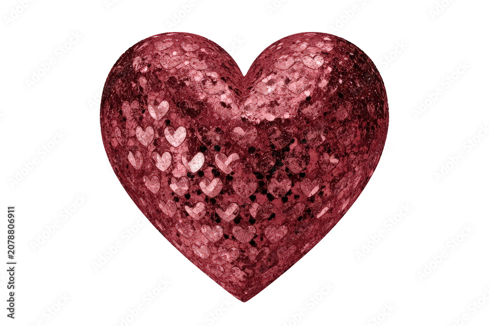 Fototapeta premium Glitter heart symbol with sparkling love texture, celebrating valentine's day and romance, isolated on transparent background