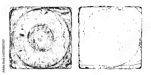 Vintage vinyl record sleeve textures with grunge paper overlay and ring wear