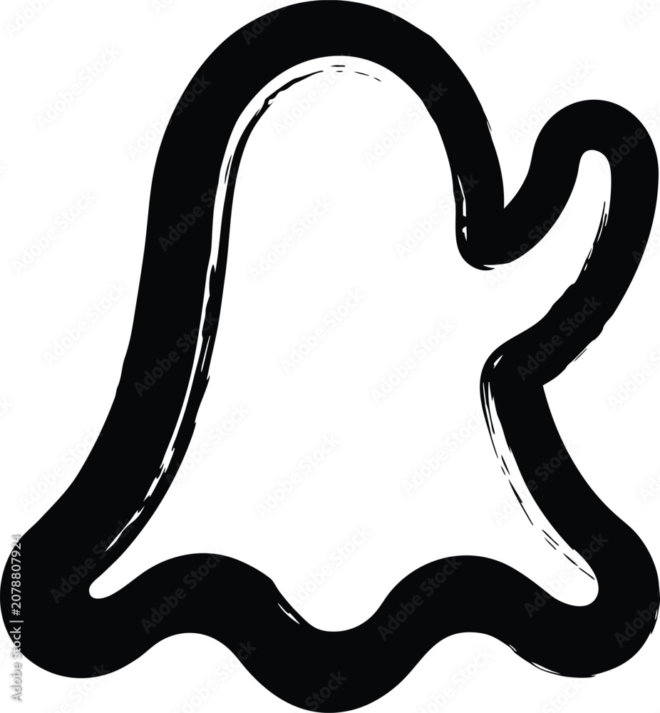 Fototapeta premium Hand Drawn Brush Stroke Ghost Icon Isolated on White Background