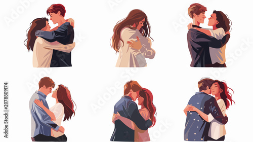 Foto Couple Embracing Tenderly Pixel Art Style Romantic Connection And Affection