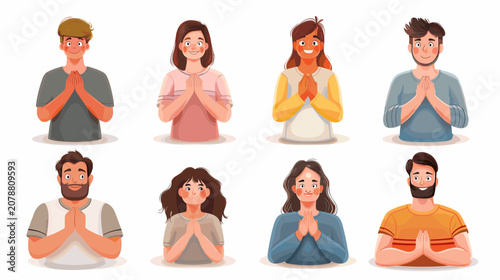 Canvastavla Diverse Group Of People Praying Or Asking For Help With Folded Hands And Earnest