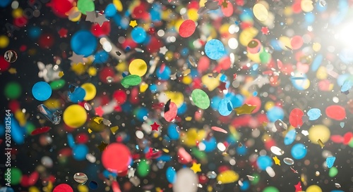 Colorful Bubble Splash with Bright Sunlight and Reflections