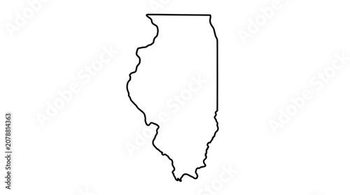 Illinois state map outline with minimalist black line design