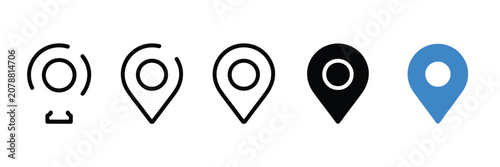 Map location pin icon set in minimal style