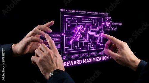 Reward Maximization Concept with Digital Maze and Human Interaction.