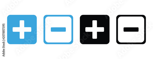 Foto Plus minus icons flat two color design with rounded corner square backgrounds ad