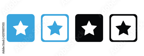 Fotografie Star Icons With Rounded Square Backgrounds Flat Vector Illustration Set stars st